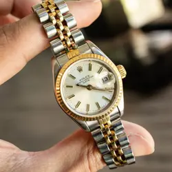 ROLEX 69173 DATE TWO TONE SILVER DIAL LADIES WATCH