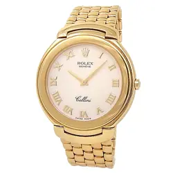 ROLEX CELLINI 18K YELLOW GOLD QUARTZ WHITE MENS WATCH 6623
