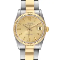 ROLEX DATEJUST 31 MIDSIZE STEEL YELLOW GOLD LADIES WATCH 68273 BOX PAPERS