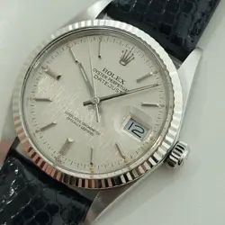 MENS ROLEX DATEJUST 16014 36MM 18K GOLD SS LINEN DIAL 1970S AUTOMATIC RA485B