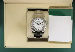 2015 ROLEX DATEJUST 116234 WHITE ROMAN SS OYSTER WITH PAPERS 36MM