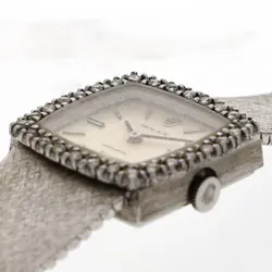ROLEX 2611 PRECISION SILVER DIAL SS HAND-WOUND LADIES SQUARE TYPE WOMEN'S WATCH