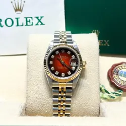 ROLEX 69173 LADY-DATEJUST 26MM TWO-TONE RED OMBRE DIAMOND DIAL JUBILEE 1997