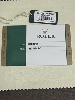 Rare ROLEX GENUINE 18K White Gold 116719BLRO GMT Master II Yr 2016 Warranty Card