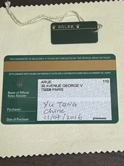Rare ROLEX GENUINE 18K White Gold 116719BLRO GMT Master II Yr 2016 Warranty Card