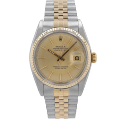 ROLEX DATEJUST 16013 36MM CHAMPAGNE INDEX DIAL FLUTED BEZEL JUBILLE BAND