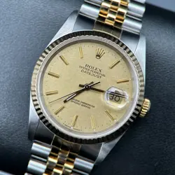 ROLEX DATEJUST 16233 CHAMPAGNE MOSAIC DIAL TWO-TONE JUBILEE 36MM AUTOMATIC WATCH