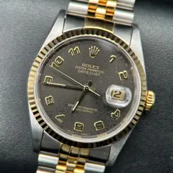 ROLEX DATEJUST 16233 BLACK COMPUTER DIAL TWO-TONE JUBILEE AUTOMATIC 36MM WATCH