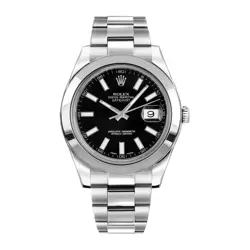 ROLEX DATEJUST 116300 STAINLESS STEEL BLACK DIAL 41MM WATCH 2013 B+P, TAG MINT