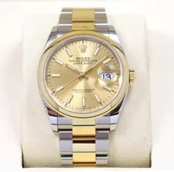 NEW 2025 ROLEX DATEJUST 126203 36MM CHAMPAGNE 18K YG TWO-TONE BOX PAPERS