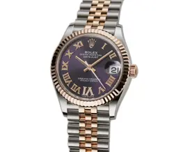 ROLEX DATEJUST 31MM STEEL AND 18K RG AUBERGINE PURPLE DIAMOND VI JUBILEE 278271