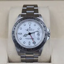 PAPERS ROLEX 16570 EXPLORER II WHITE 40MM STEEL NO HOLES OYSTER DATE WATCH