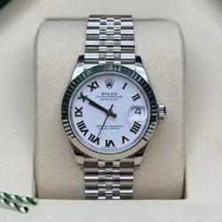 ROLEX DATEJUST 31 NEW 2025 WHITE ROMAN DIAL STAINLESS STEEL FLUTED JUBILEE