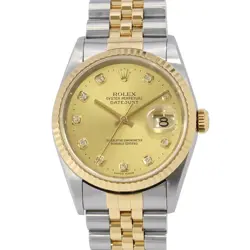 ROLEX DATEJUST 36MM STEEL 18K YELLOW GOLD CHAMPAGNE GOLD DIAL 16233