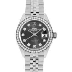 ROLEX DATEJUST BEZEL DIAMOND 279384RBR DARK GRAY 5 ROW JUBILEE BRACELET RAND...