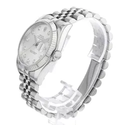 ROLEX DATEJUST 10P DIAMOND 116234G SILVER 5 ROW JUBILEE BRACE D 233859