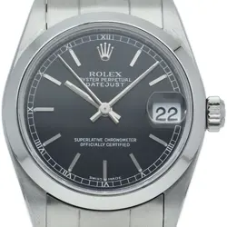ROLEX DATEJUST BOY'S WATCH 78240(Y) STAINLESS STEEL WOMENWATCH BLACK USED