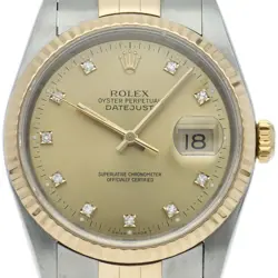 ROLEX DATEJUST MEN'S WATCH 10P DIAMOND 16233G(X) K18YG/STAINLESS STEEL MENSW...