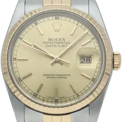 ROLEX DATEJUST MEN'S WATCH 16233(R) K18YG/STAINLESS STEEL MENSWATCH CHAMPAGN...