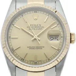 ROLEX DATEJUST MEN'S WATCH OVERHAULED 16233(X) K18YG/STAINLESS STEEL MENSWAT...