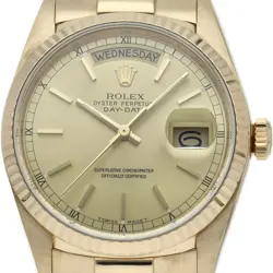 ROLEX day date watch 18038(9) 18K Yellow Gold mensWatch Champagne color USED