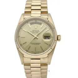 ROLEX day date watch 18038(9) 18K Yellow Gold mensWatch Champagne color USED