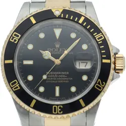 ROLEX SUBMARINA DATE 16613LN(U) K18YG/STAINLESS STEEL MENSWATCH BLACK USED