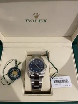 ROLEX MEN'S DATEJUST STAINLESS STEEL WATCH 41MM BLUE DIAL 126334
