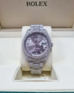 ROLEX DATEJUST AUTOMATIC 41MM AFTER MARKET DIAMOND BRACELET AND BEZEL 126334