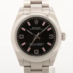 ROLEX OYSTER PERPETUAL 177200 SS SS AT BLACK DIAL 2 EXTRA LINKS