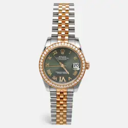 ROLEX OLIVE GREEN 18K YELLOW GOLD STAINLESS STEEL DIAMOND DATEJUST 178383