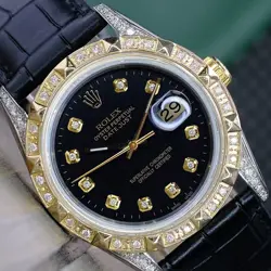 ROLEX MENS DATEJUST 2 TONE 18K YELLOW GOLD DIAMOND & STEEL QUICKSET WATCH 16233