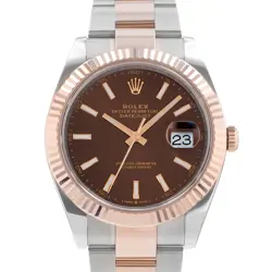ROLEX DATEJUST 41 126331 CHOCOLATE DIAL STEEL ROSE OYSTER FLUTED MENS WATCH