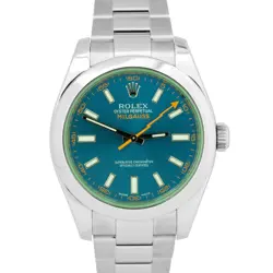 ROLEX MILGAUSS Z-BLUE ANNIVERSARY BLUE GREEN STAINLESS STEEL WATCH 116400 GV