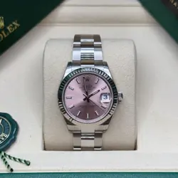 ROLEX DATEJUST 31 NEW 2025 PINK INDEX DIAL STAINLESS STEEL FLUTED BEZEL OYSTER