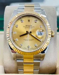 ROLEX DATEJUST 41 126333 18K YELLOW GOL OYSTER CHAMPAGNE DIAMOND DIAL BOX/PAPERS