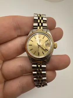 1980 LADIES ROLEX TWO-TONE OYSTER PERPETUAL DATEJUST 6917 CHAMPAGNE DIAL 26MM