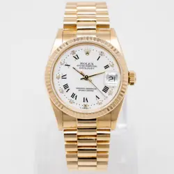 ROLEX DATEJUST 31 68278 YELLOW GOLD WRISTWATCH - WHITE ROMAN DIAMOND, PRESIDE...