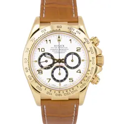 ROLEX DAYTONA COSMOGRAPH 18K YELLOW GOLD WHITE 40MM BROWN LEATHER 16518 WATCH