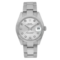ROLEX DATEJUST 31 18K WHITE GOLD STEEL DIAMOND SILVER DIAL LADIES WATCH 178274