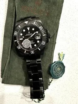 ROLEX SUBMARINER BLACK OYSTER WATCH WITH BLACK BEZEL  41MM