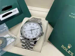 ROLEX DATEJUST 41MM WHITE ROMAN DIAL JUBILEE BRACELET REF 126334 FULL SET 2024