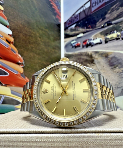 MENS ROLEX OYSTER PERPETUAL DATEJUST TWO TONE CHAMPAGNE DIAL 36MM WATCH 1601