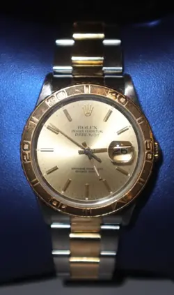 ROLEX DATEJUST THUNDERBIRD 16236 CHAMPAGNE BAR 3 ROW OYSTER