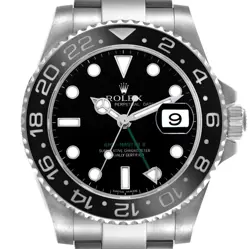 ROLEX GMT MASTER II GREEN HAND STEEL MENS WATCH 116710 BOX CARD
