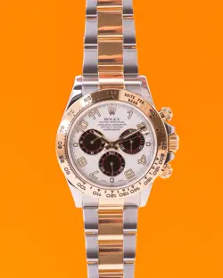 ROLEX COSMOGRAPH DAYTONA 40MM 116523 WHITE PANDA RACING DIAL TWO TONE YELLOW 201
