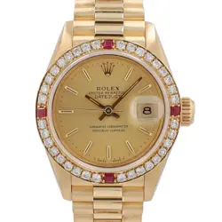 ROLEX DATEJUST WOMENS PRESIDENT WATCH 18K YELLOW SOLID GOLD DIAMOND BEZEL 69178