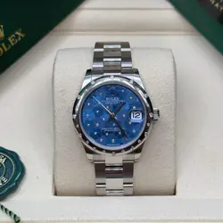 ROLEX DATEJUST 31 NEW 2025 BLUE FLORAL DIAMOND SCATTERED DIAMOND OYSTER