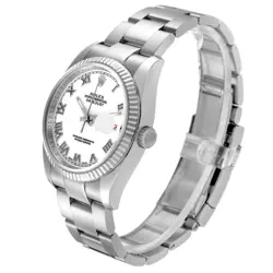 ROLEX DATEJUST STEEL WHITE GOLD WHITE ROMAN DIAL MENS WATCH 116234
