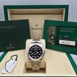 PAPERS 2025 ROLEX AIR KING 126900 40MM STAINLESS STEEL BLACK DIAL WATCH BOX